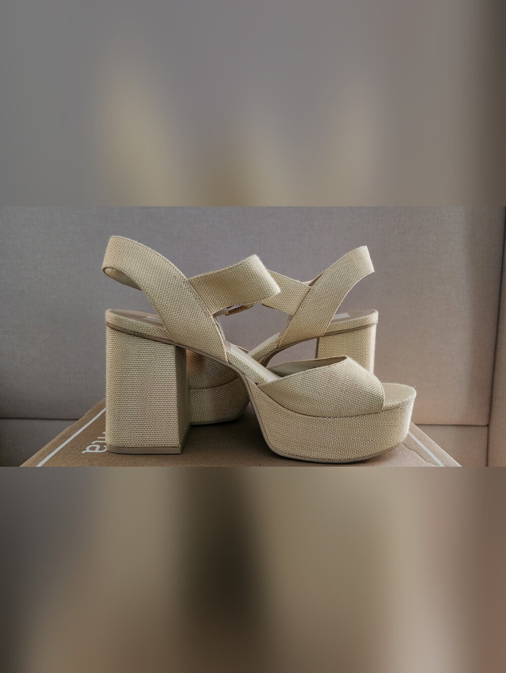Dolce Vita Bobby Natural Rafia Platform Block Heel Sandals